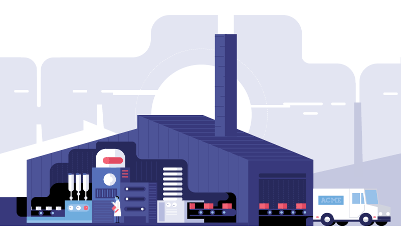 Proceso producción Fábrica ACME: Gifs industria